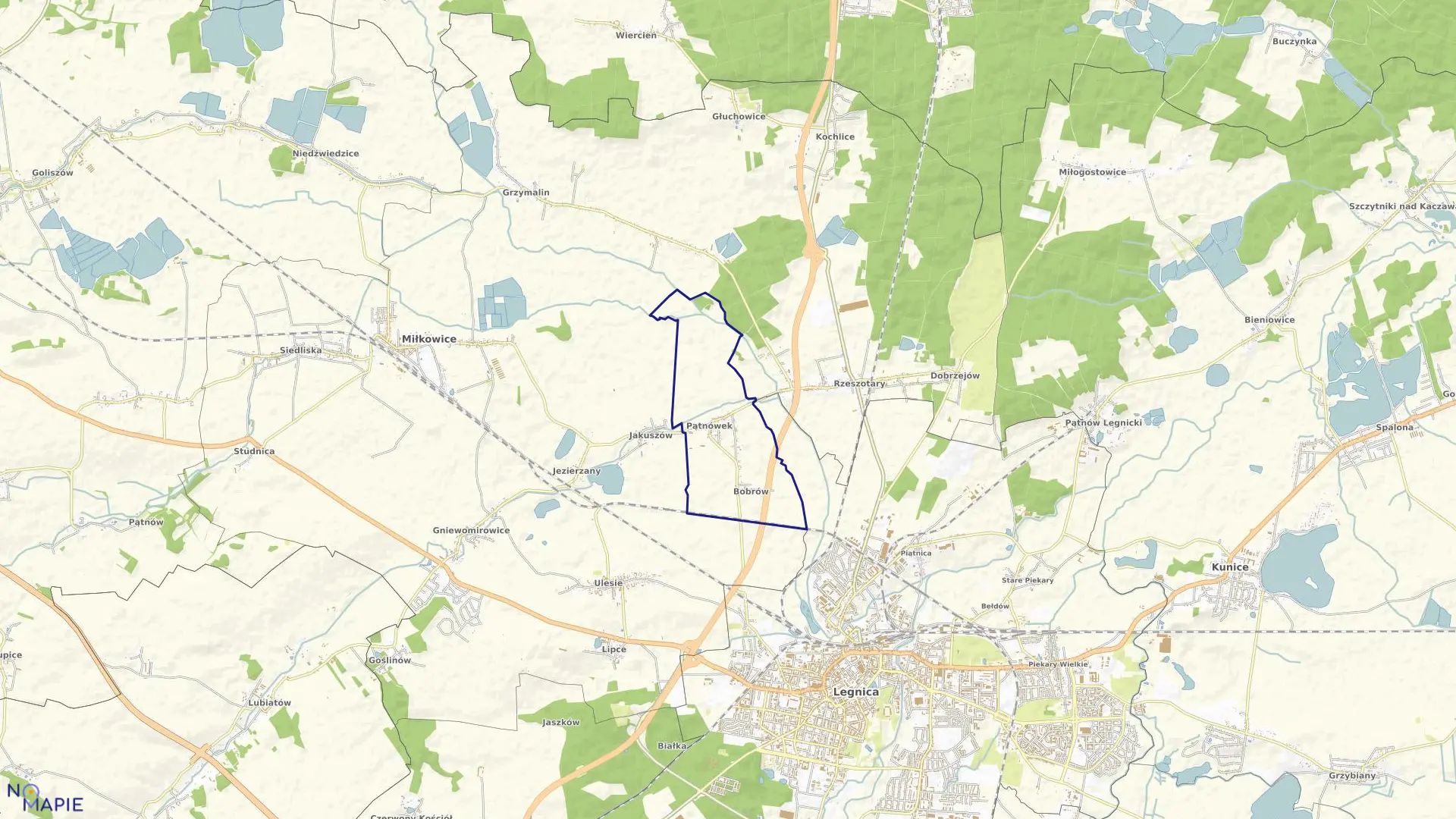 Mapa obrębu PĄTNÓWEK-BOBRÓW w gminie Miłkowice